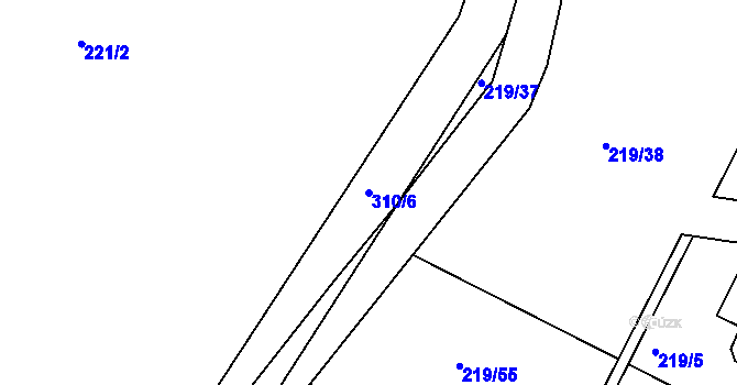 Parcela st. 310/6 v KÚ Zdaboř, Katastrální mapa