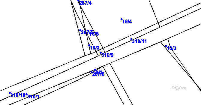 Parcela st. 310/9 v KÚ Zdaboř, Katastrální mapa