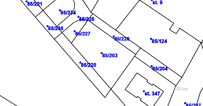 Parcela st. 85/203 v KÚ Zdaboř, Katastrální mapa