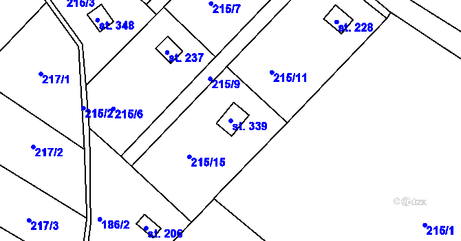 Parcela st. 339 v KÚ Zdaboř, Katastrální mapa