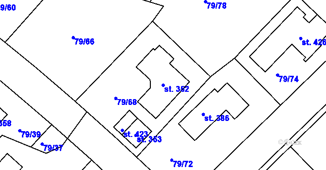 Parcela st. 352 v KÚ Zdaboř, Katastrální mapa
