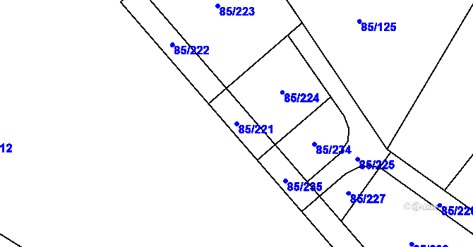 Parcela st. 85/221 v KÚ Zdaboř, Katastrální mapa