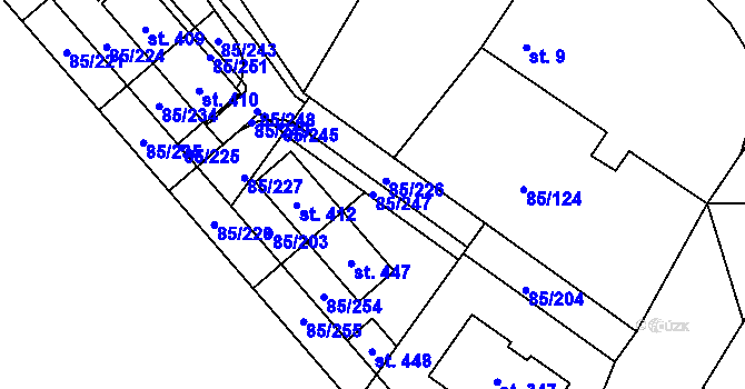 Parcela st. 85/247 v KÚ Zdaboř, Katastrální mapa