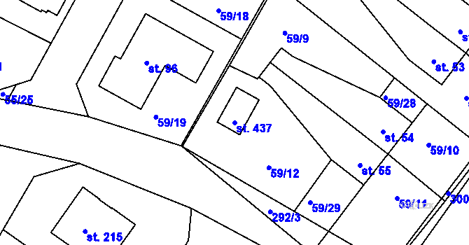 Parcela st. 437 v KÚ Zdaboř, Katastrální mapa