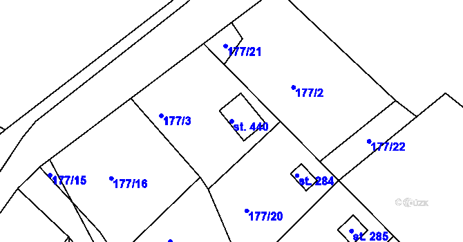 Parcela st. 440 v KÚ Zdaboř, Katastrální mapa