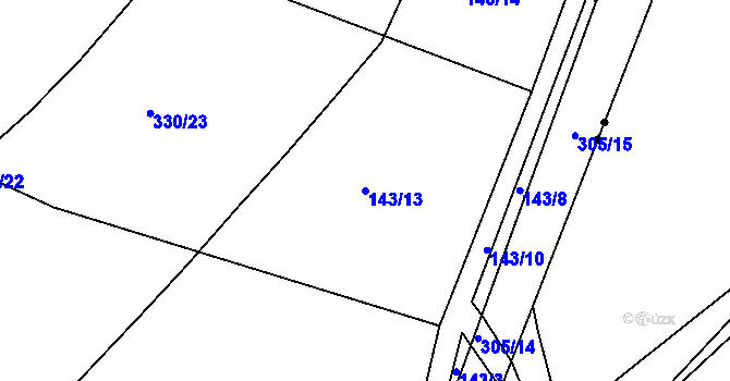 Parcela st. 143/13 v KÚ Zdaboř, Katastrální mapa