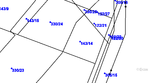 Parcela st. 143/14 v KÚ Zdaboř, Katastrální mapa