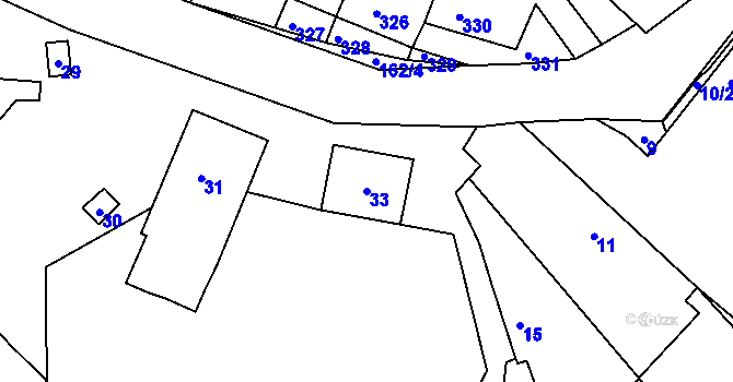 Parcela st. 33 v KÚ Příbram na Moravě, Katastrální mapa