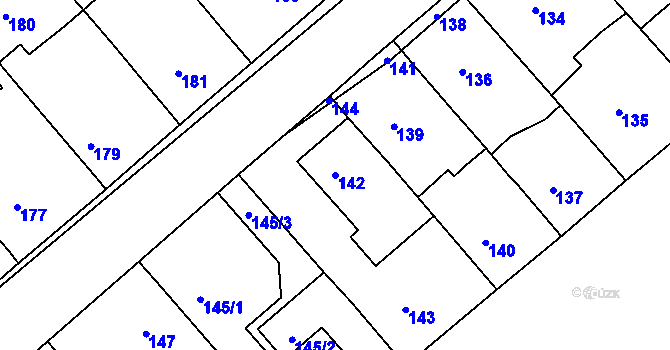 Parcela st. 142 v KÚ Příbram na Moravě, Katastrální mapa