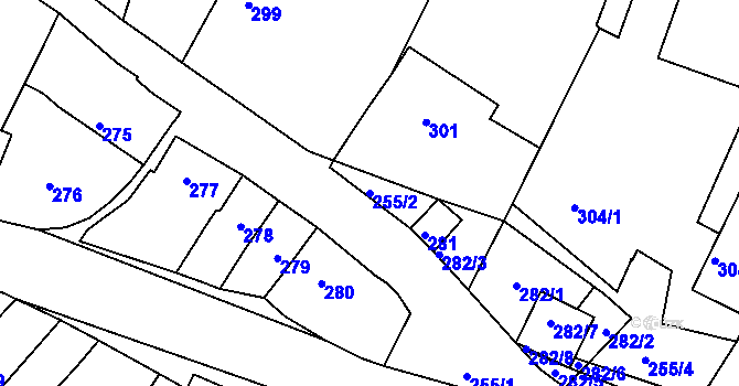 Parcela st. 255/2 v KÚ Příbram na Moravě, Katastrální mapa