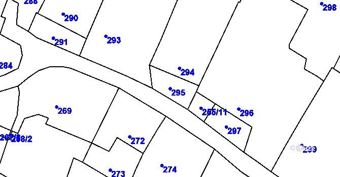 Parcela st. 295 v KÚ Příbram na Moravě, Katastrální mapa