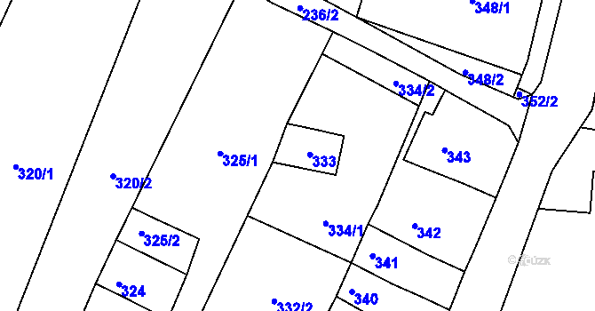 Parcela st. 333 v KÚ Příbram na Moravě, Katastrální mapa