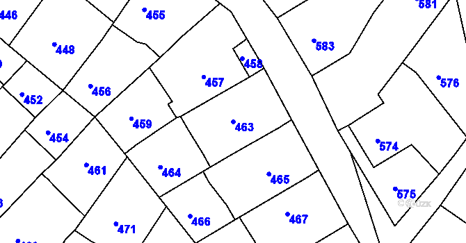 Parcela st. 463 v KÚ Příbram na Moravě, Katastrální mapa