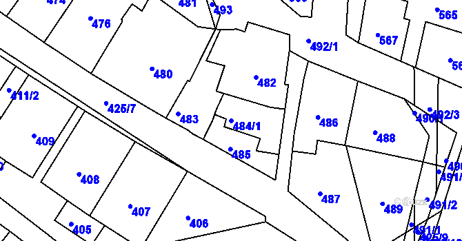 Parcela st. 484/1 v KÚ Příbram na Moravě, Katastrální mapa