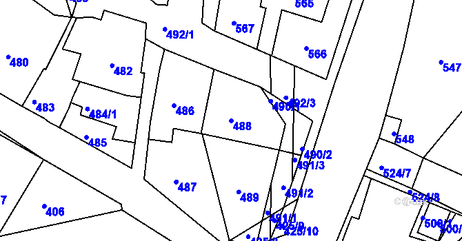 Parcela st. 488 v KÚ Příbram na Moravě, Katastrální mapa