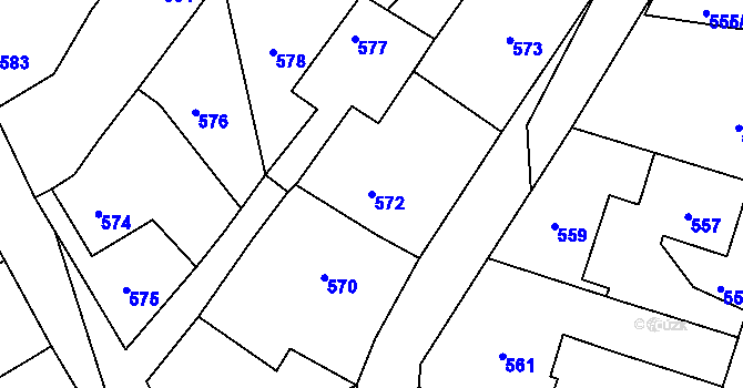 Parcela st. 572 v KÚ Příbram na Moravě, Katastrální mapa