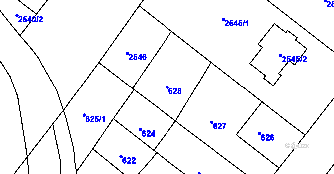 Parcela st. 628 v KÚ Příbram na Moravě, Katastrální mapa