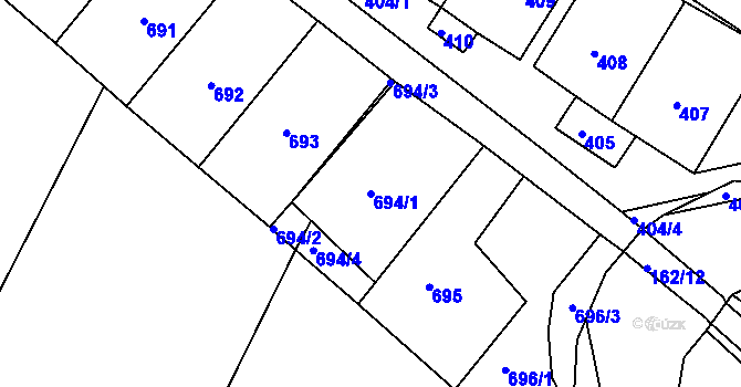 Parcela st. 694/1 v KÚ Příbram na Moravě, Katastrální mapa