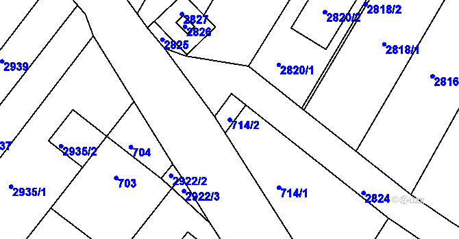 Parcela st. 714/2 v KÚ Příbram na Moravě, Katastrální mapa