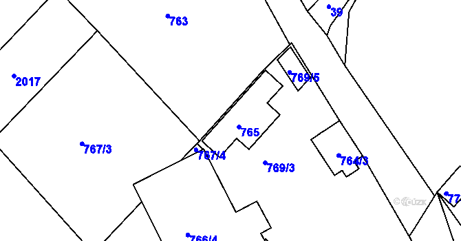 Parcela st. 765 v KÚ Příbram na Moravě, Katastrální mapa