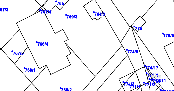 Parcela st. 769/4 v KÚ Příbram na Moravě, Katastrální mapa