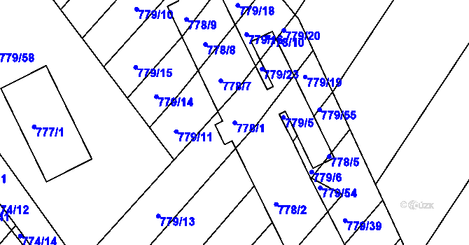 Parcela st. 778/1 v KÚ Příbram na Moravě, Katastrální mapa