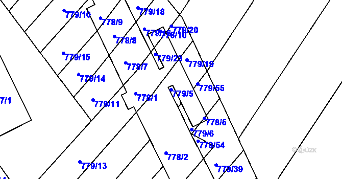 Parcela st. 779/5 v KÚ Příbram na Moravě, Katastrální mapa