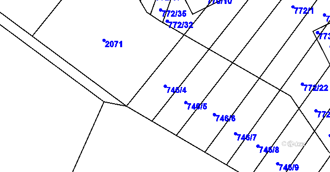 Parcela st. 746/4 v KÚ Příbram na Moravě, Katastrální mapa