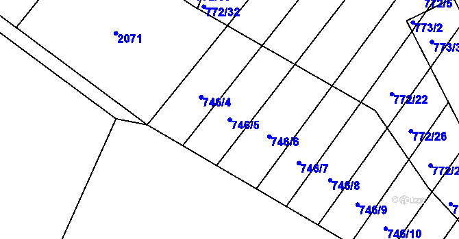 Parcela st. 746/5 v KÚ Příbram na Moravě, Katastrální mapa