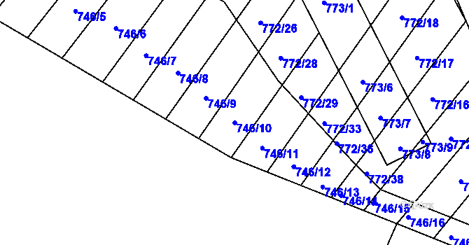 Parcela st. 746/10 v KÚ Příbram na Moravě, Katastrální mapa