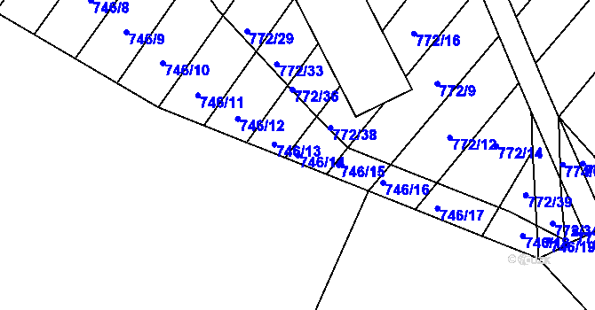 Parcela st. 746/14 v KÚ Příbram na Moravě, Katastrální mapa