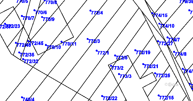 Parcela st. 772/1 v KÚ Příbram na Moravě, Katastrální mapa
