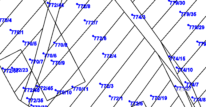 Parcela st. 772/4 v KÚ Příbram na Moravě, Katastrální mapa