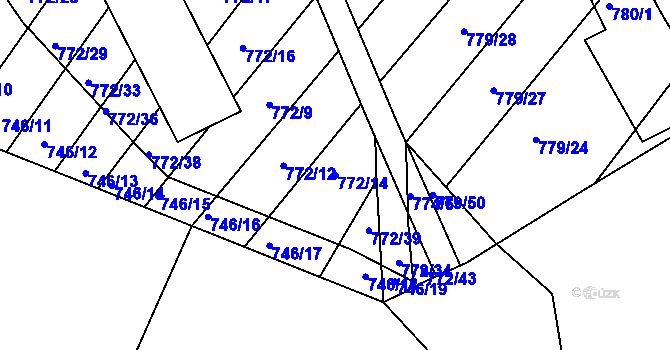 Parcela st. 772/14 v KÚ Příbram na Moravě, Katastrální mapa