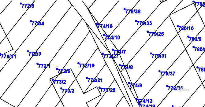 Parcela st. 772/27 v KÚ Příbram na Moravě, Katastrální mapa