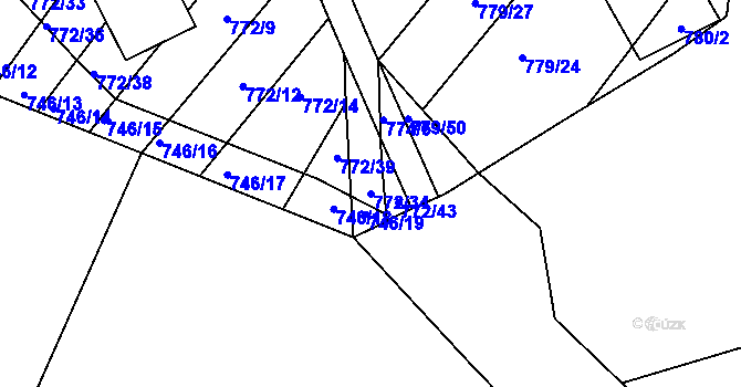 Parcela st. 772/34 v KÚ Příbram na Moravě, Katastrální mapa
