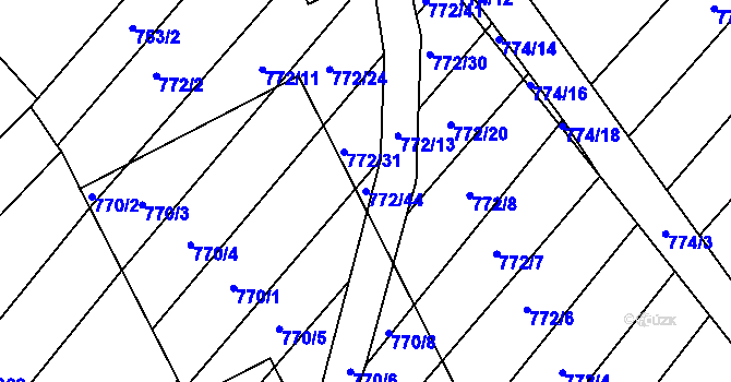 Parcela st. 772/44 v KÚ Příbram na Moravě, Katastrální mapa