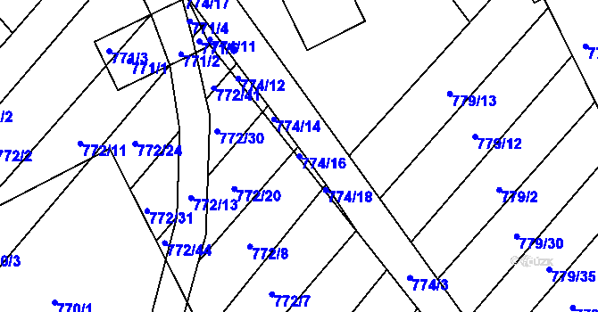 Parcela st. 774/16 v KÚ Příbram na Moravě, Katastrální mapa