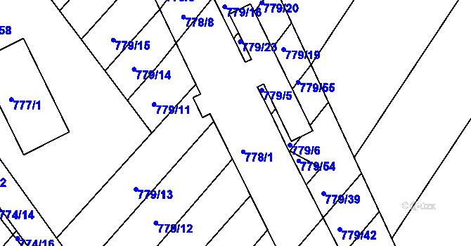 Parcela st. 778/6 v KÚ Příbram na Moravě, Katastrální mapa