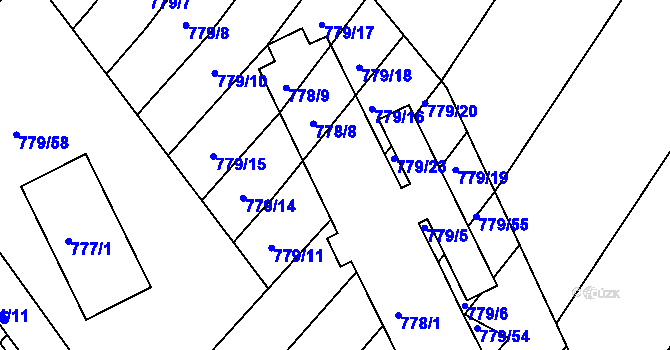 Parcela st. 778/7 v KÚ Příbram na Moravě, Katastrální mapa