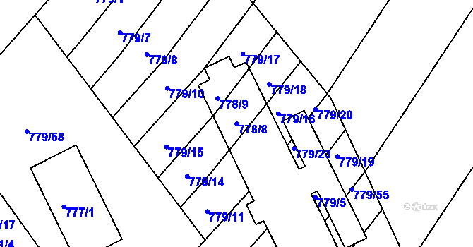 Parcela st. 778/8 v KÚ Příbram na Moravě, Katastrální mapa