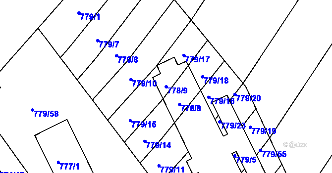 Parcela st. 778/9 v KÚ Příbram na Moravě, Katastrální mapa