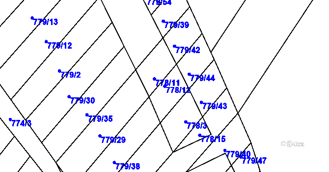 Parcela st. 778/12 v KÚ Příbram na Moravě, Katastrální mapa