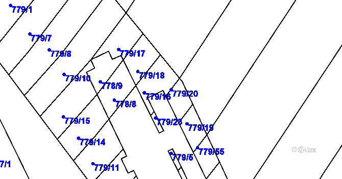 Parcela st. 779/20 v KÚ Příbram na Moravě, Katastrální mapa