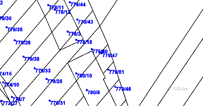 Parcela st. 779/47 v KÚ Příbram na Moravě, Katastrální mapa
