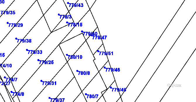 Parcela st. 779/51 v KÚ Příbram na Moravě, Katastrální mapa