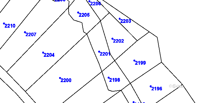 Parcela st. 2201 v KÚ Příbram na Moravě, Katastrální mapa