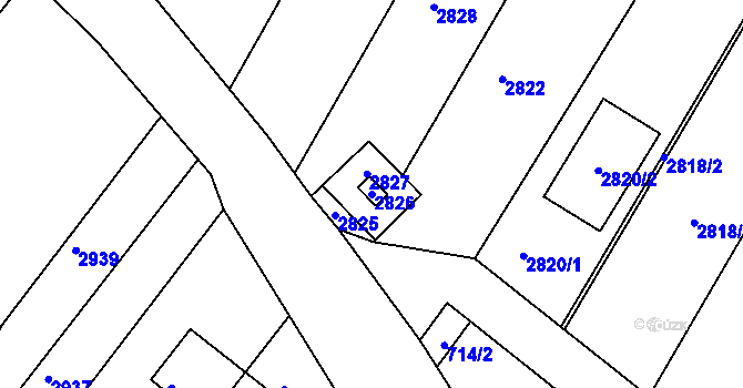 Parcela st. 2826 v KÚ Příbram na Moravě, Katastrální mapa