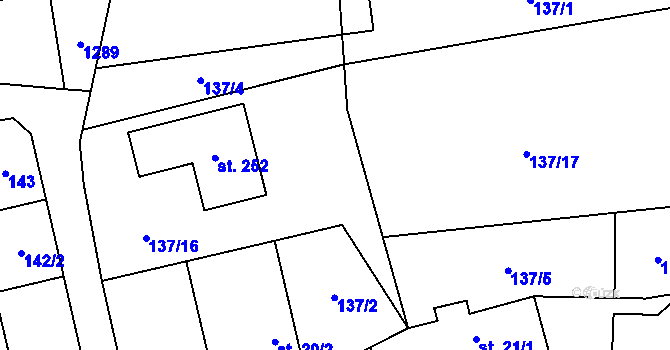 Parcela st. 137/7 v KÚ Příbraz, Katastrální mapa