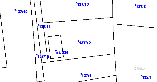 Parcela st. 137/12 v KÚ Příbraz, Katastrální mapa